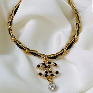 Crystal Chanel CC Gold Choker Necklace